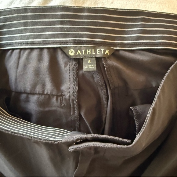 ATHLETA Pants SZ 8 Tribeca Wide Leg Cropped Button Hem Navy Crop Zipper - Picture 13 of 15